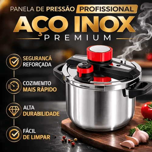 Panela De Pressão Indução E Gás De Aço Inoxidável 5 Litros